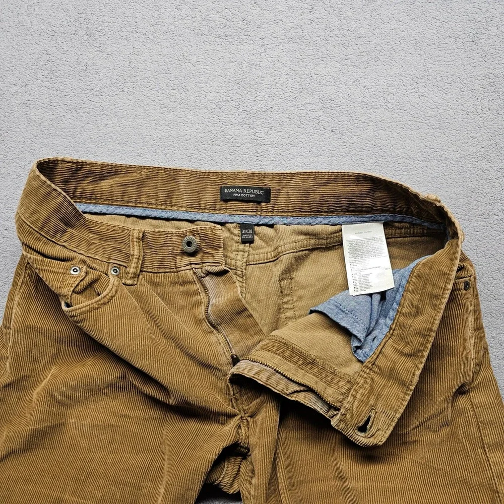 Banana Republic Mens 31x30 Corduroy‎ Pants Tan Pima Cotton Straight Leg 5-Pocket